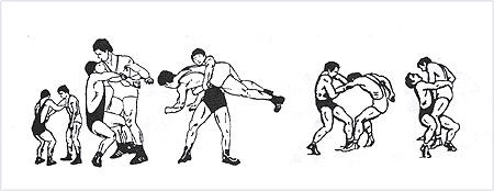 فن دستتو، کمرگیرى براى اجراء فن مشک سقا (آونگ) (۱) و فن سوبلس (۲)<br /><br /><br />