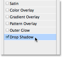 انتخاب Drop Shadow را در فهرست اثرات لايه در لايه سبك جعبه محاوره. تصوير © 2014 مجله هنر Essentials.com.
