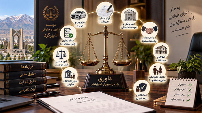 جامعه حقوقی خدمات و دعاوی که در داوری ها/موسسات حقوقی قابل رسیدگی است