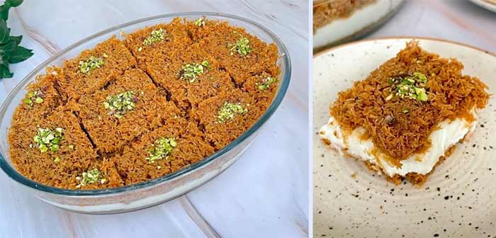 حلوا شعریه کادایف با شیر عسلی