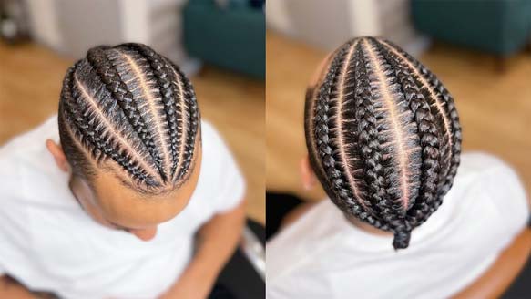 ذرت‌بافی با تکنیک فید-این (Feed-in Cornrows)