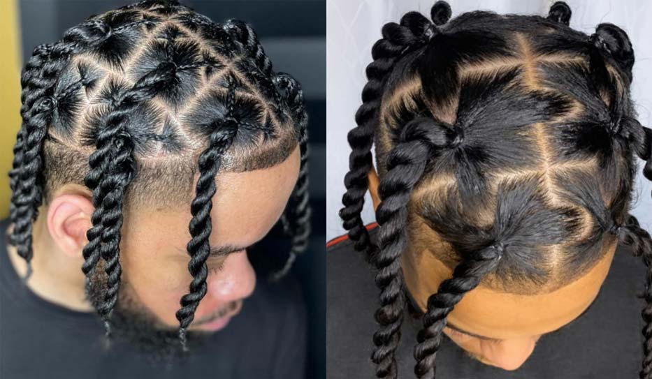 پیچ‌بافی دو رشته‌ای (Two-Strand Twists with Extensions)