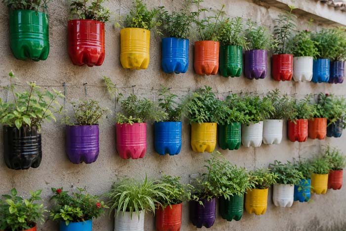 دیوار سبز مصنوعی با بطری پلاستیکی